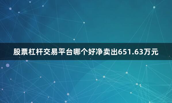 股票杠杆交易平台哪个好净卖出651.63万元